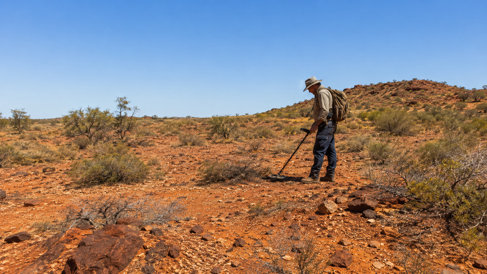 Gold prospecting in the red earth around Cue