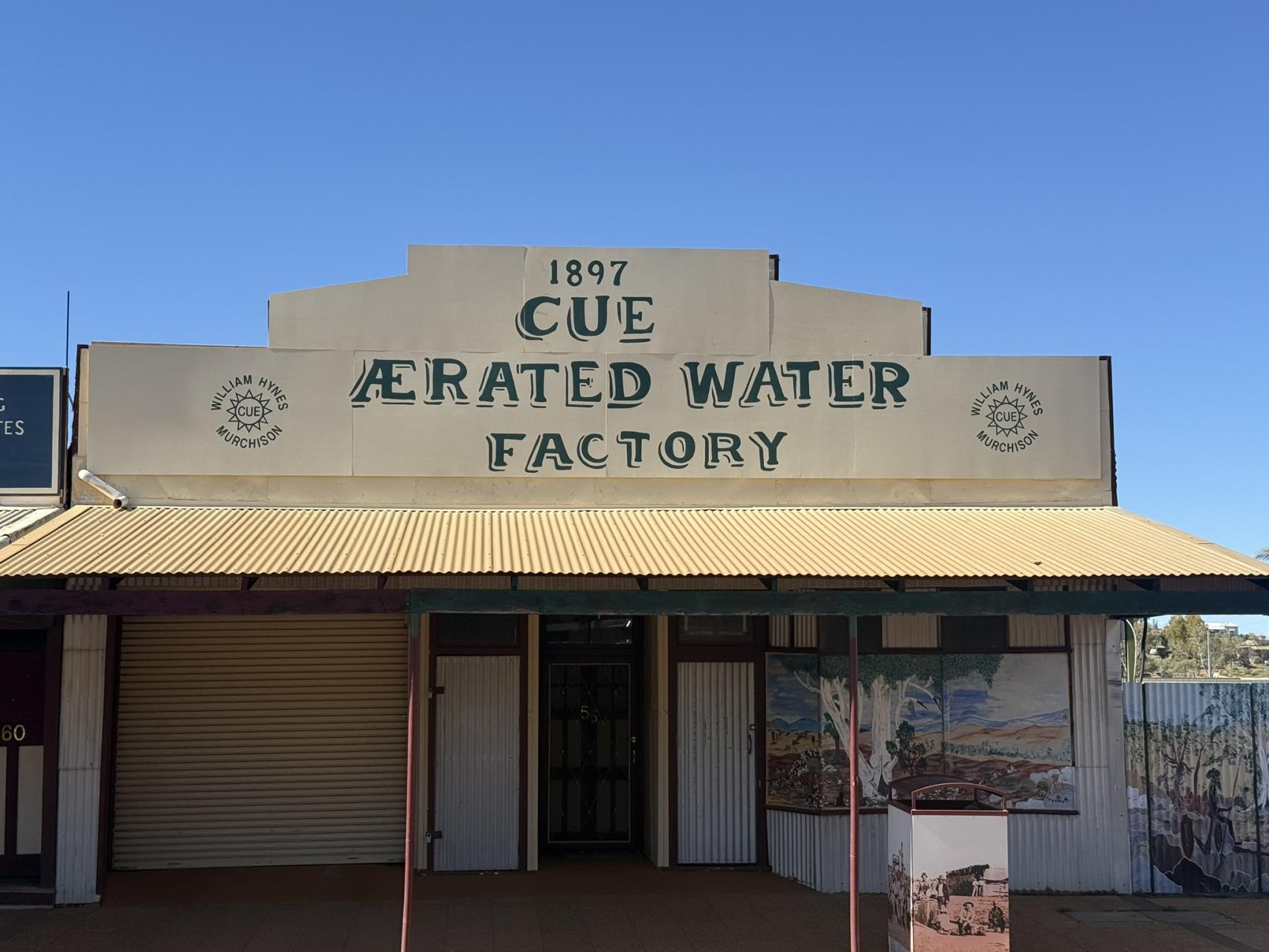 Cue Aerated Water Factory heritage sign in Austin Street