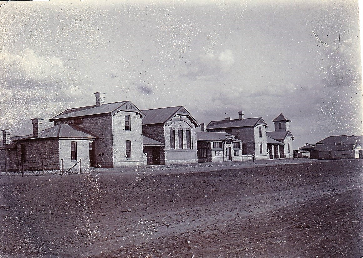 Historic photograph of the Cue Government Buildings complex
