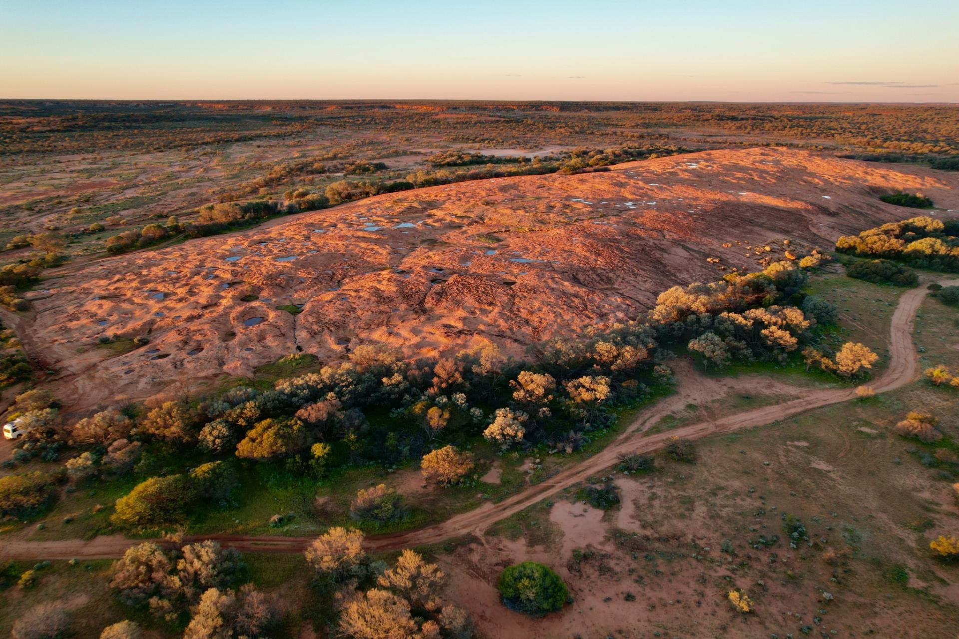 Aerial view of Garden Granite Rock near Cue
