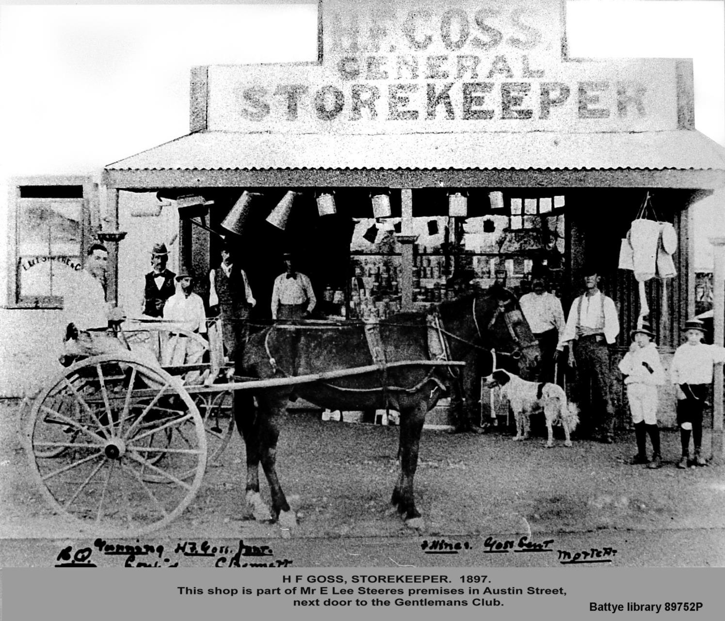 H. F. Goss store in Austin Street Cue in 1897