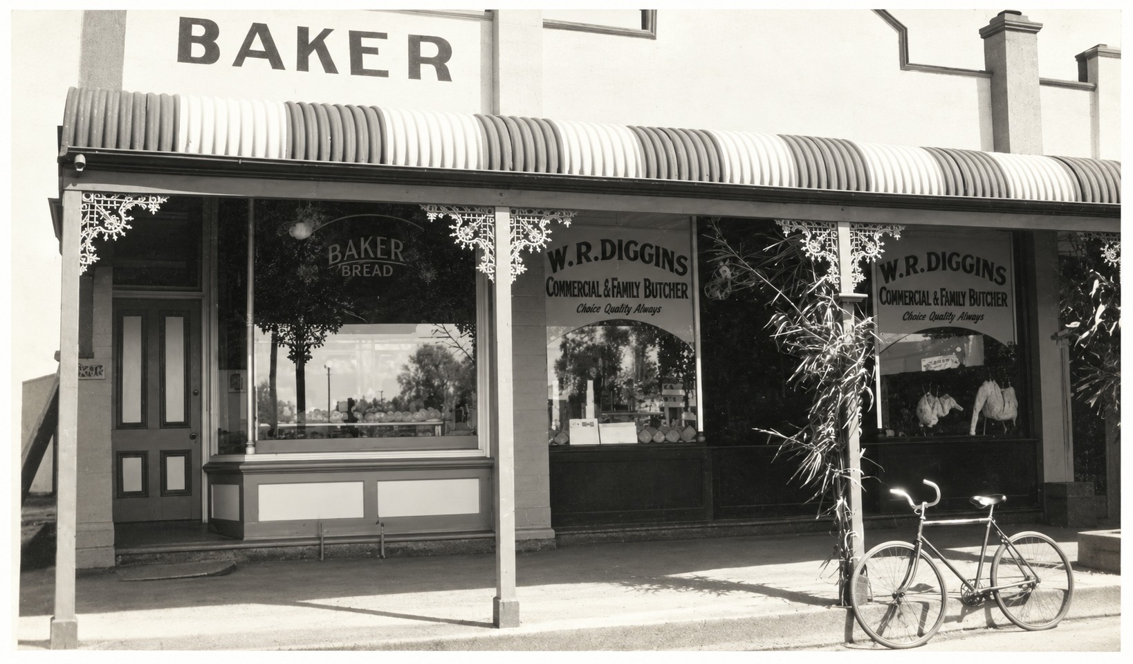 Historic Cue bakery frontage beside W R Diggins Commercial and Family Butcher