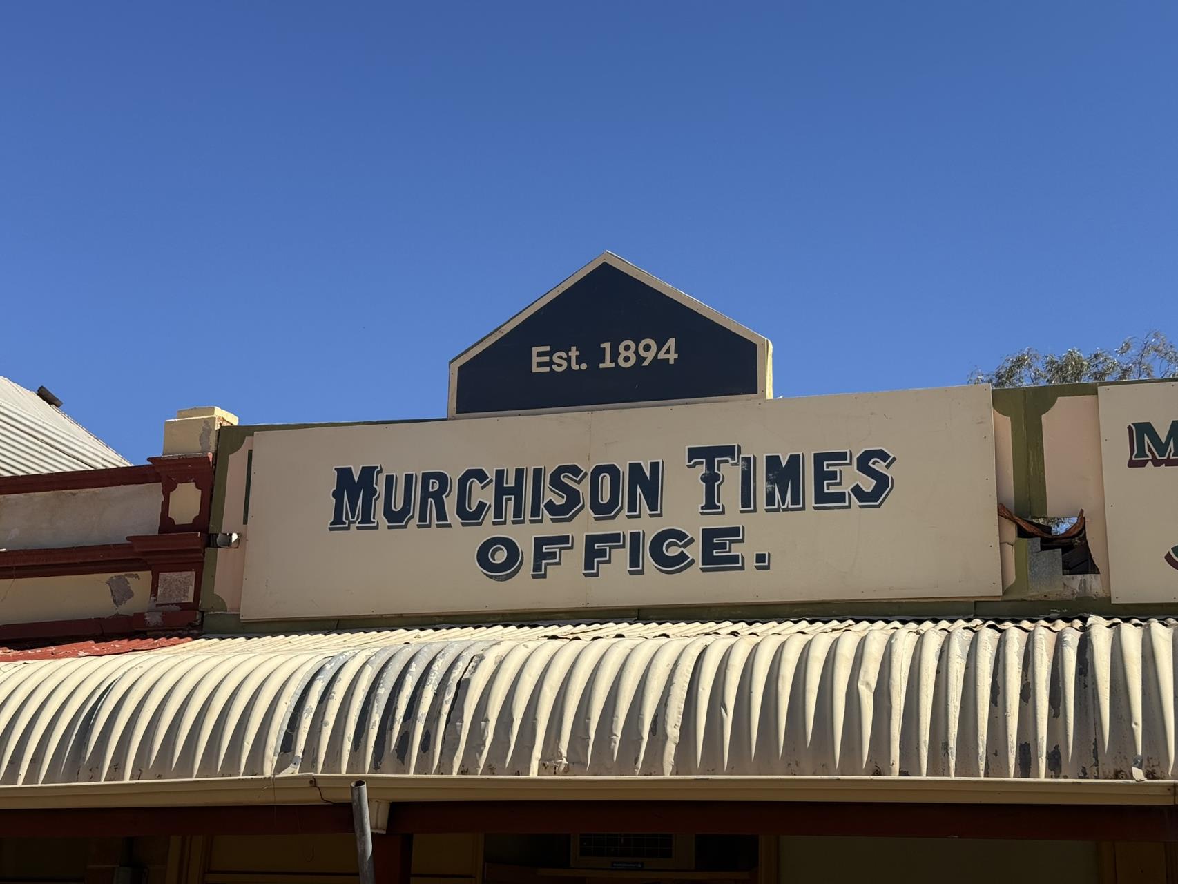 Murchison Times Office heritage sign in Austin Street Cue