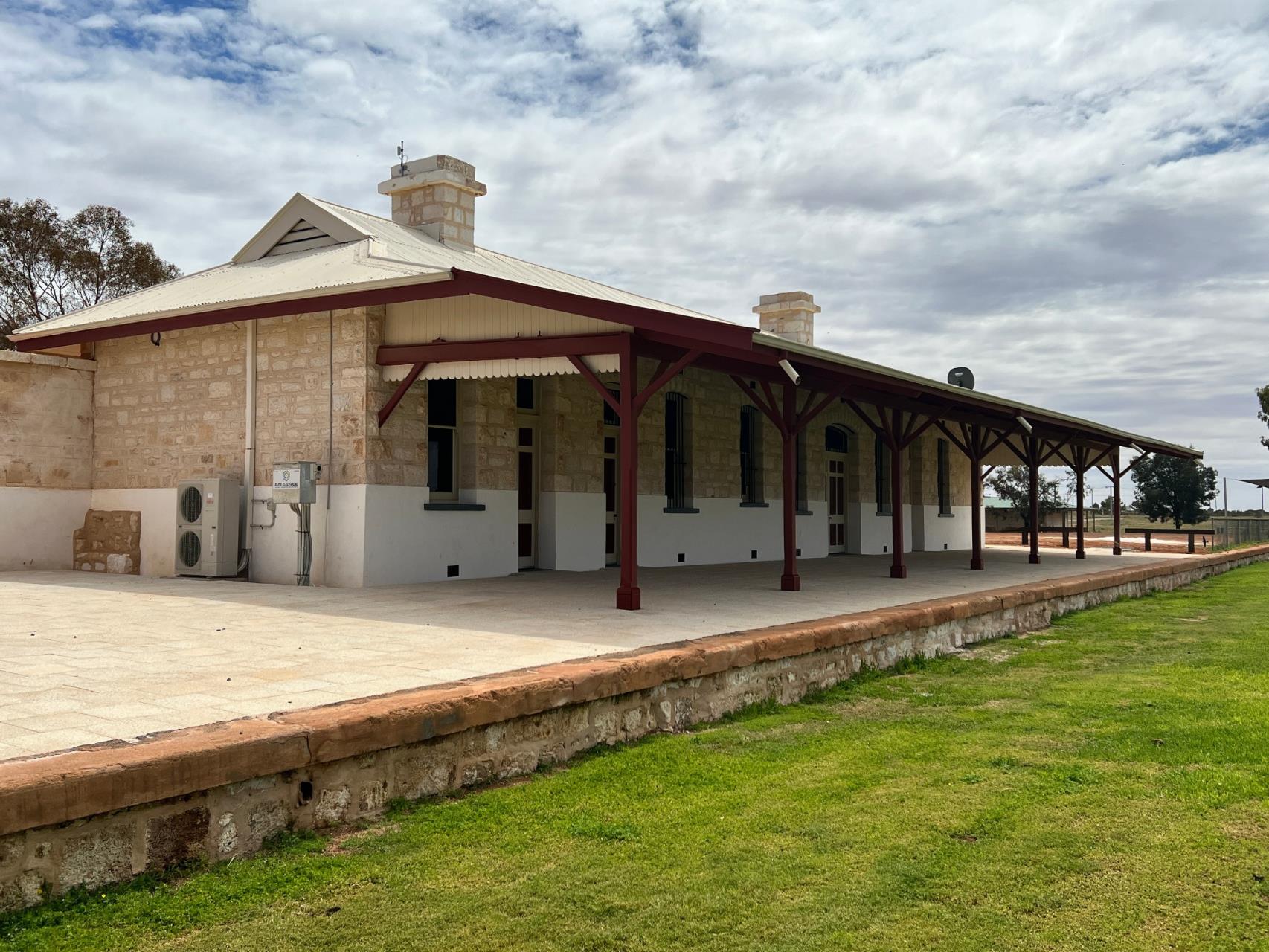 Restored Cue Railway Station beside the Cue Sports Oval
