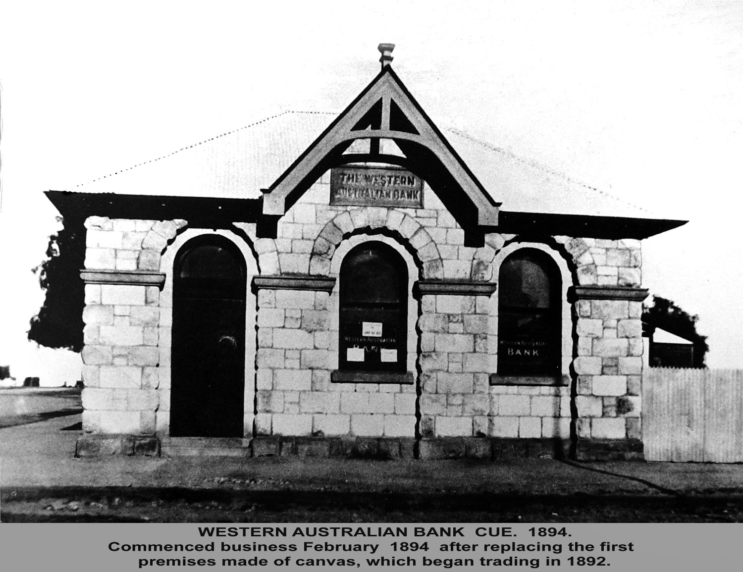 Historic photograph of the Western Australian Bank in Cue