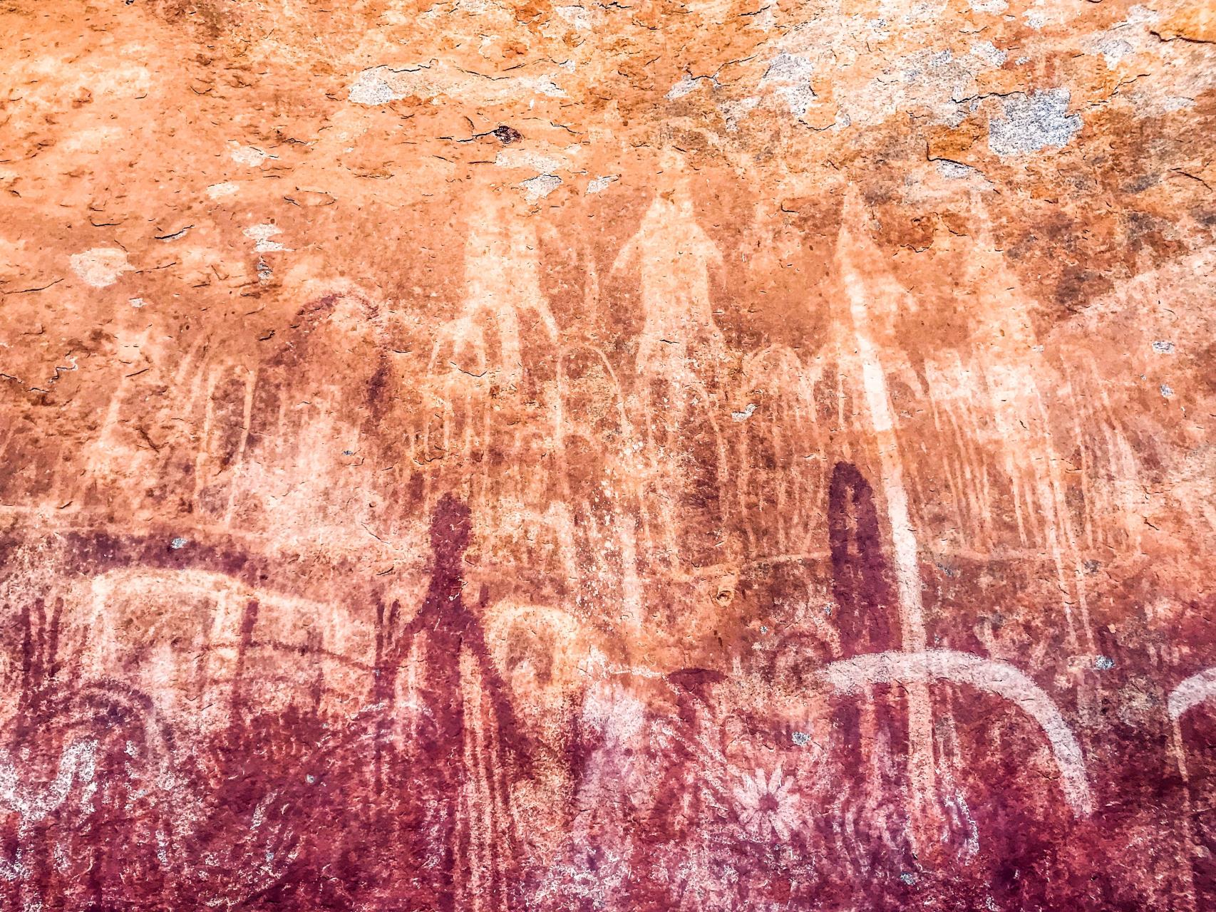 Ancient Aboriginal paintings at Walga Rock in the Murchison